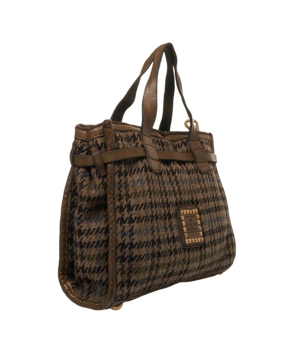 Campomaggi Structured Shopper With Timeless Houndstooth Pattern