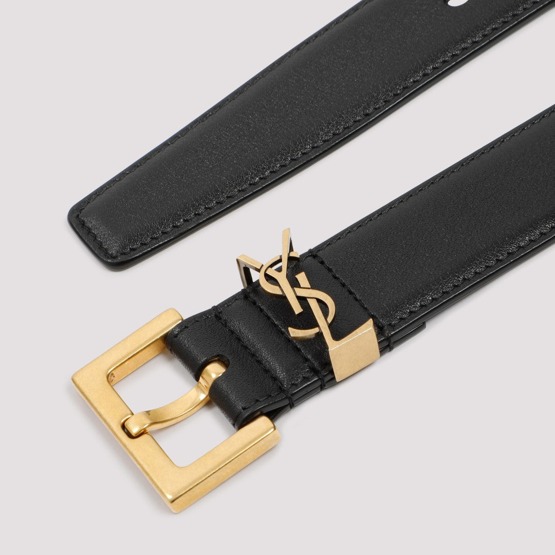 Saint Laurent Black Leather Belt With Ysl Monogram