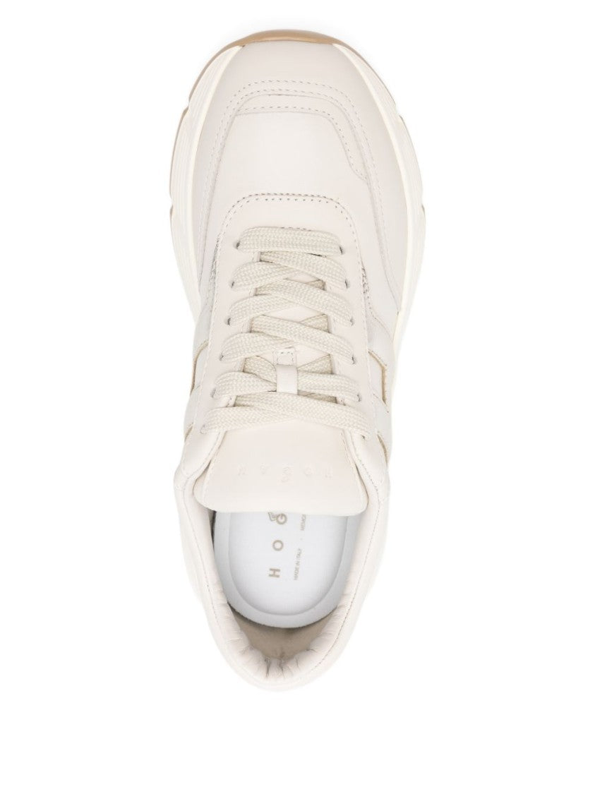 Hogan White Silk And Nylon Leather Sneakers