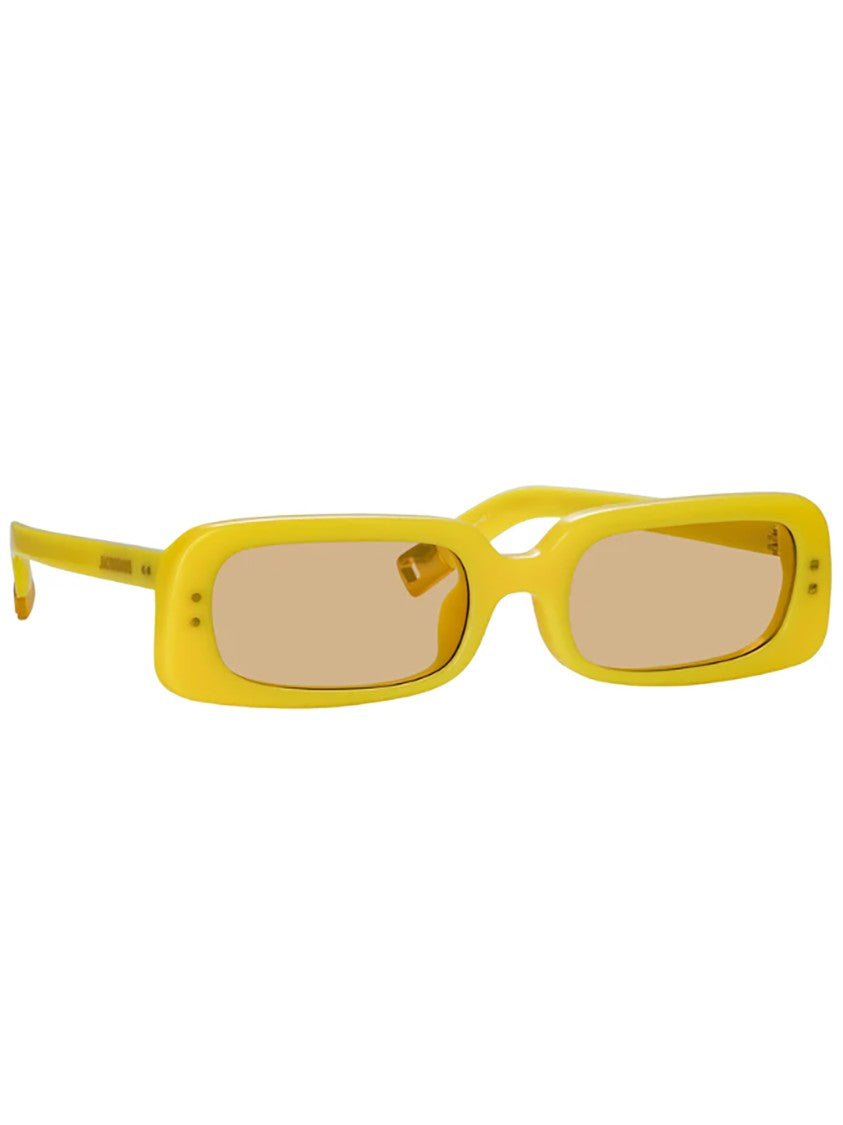 Jacquemus Bold Yellow Acetate Sunglasses With Rectangular Frame
