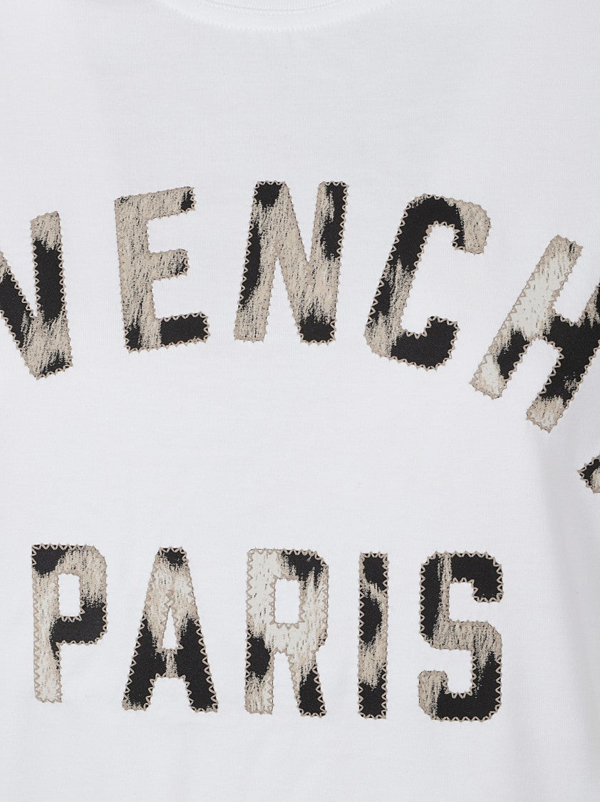 Givenchy White Cotton Leopard Patch T-Shirt