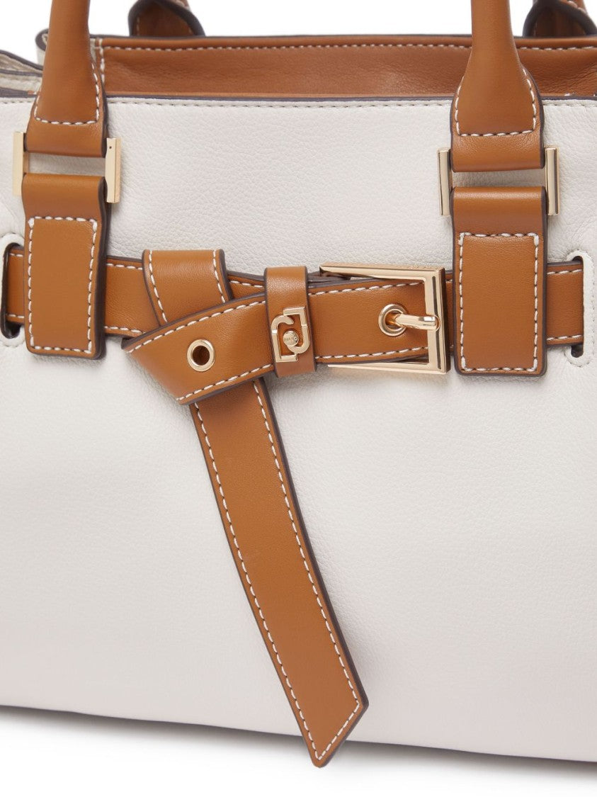 Liu Jo White Two-Tone Buckle Shoulder Bag