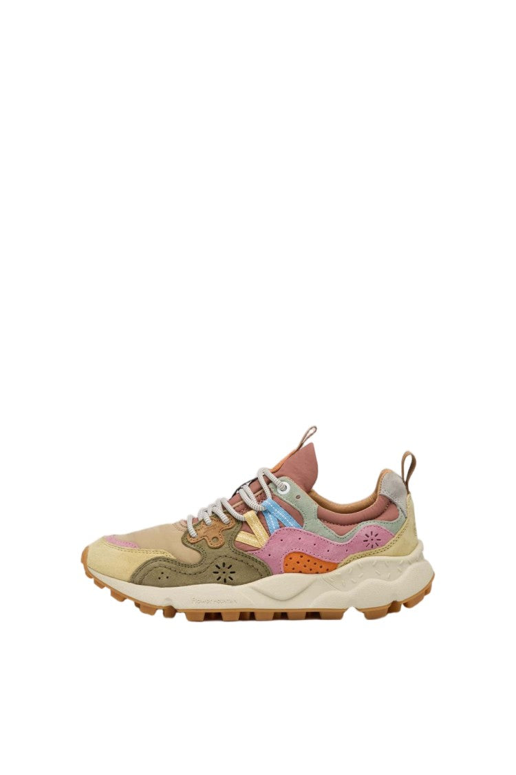 Flower Mountain Flower Mountain Yamano 3 Suede Print Trainer With Multicoloured Patch Design