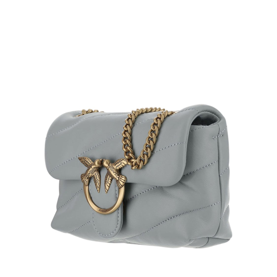 Pinko Diagonal Quilted Nappa Leather Shoulder Bag
