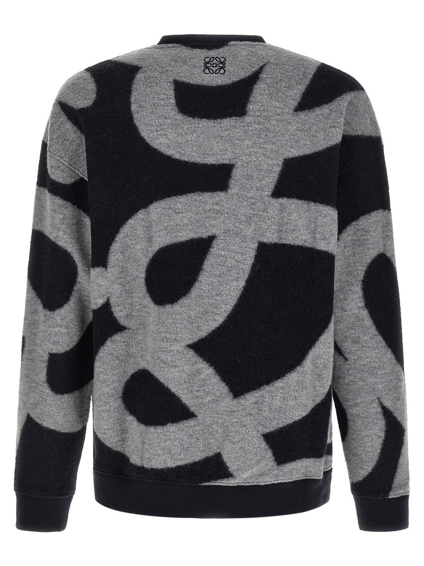 Loewe Medium-Weight Bouclé Wool Sweater With Oversized Jacquard Design