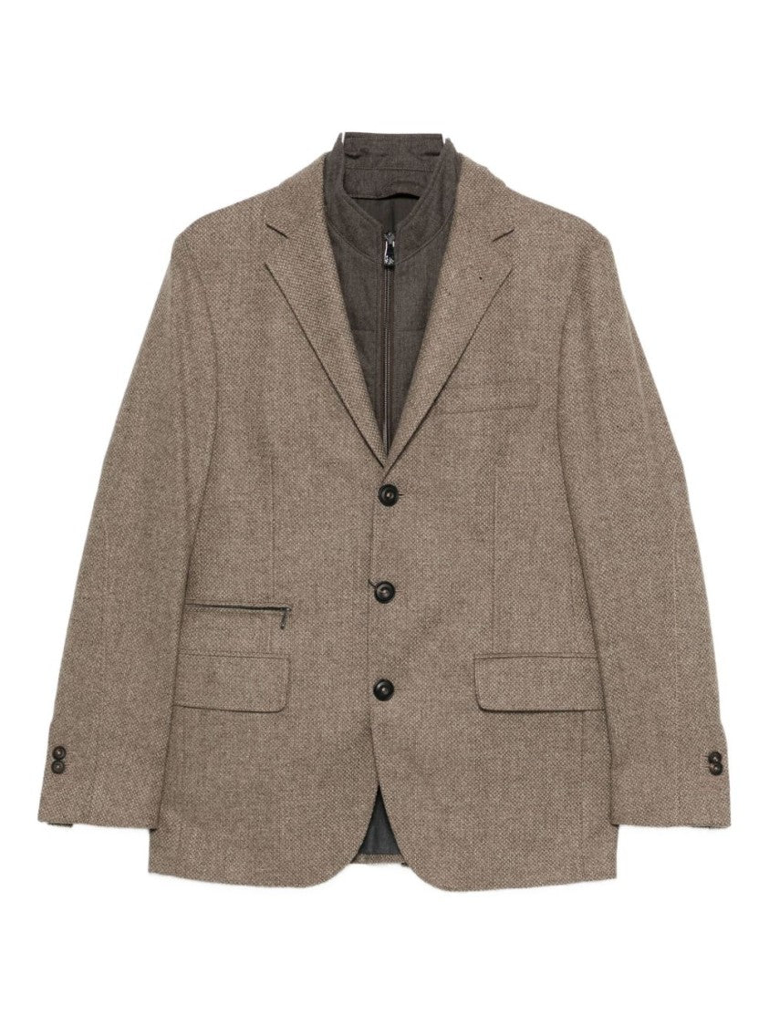 Corneliani Tailored Three-Button Jacket In Textured Wool-Cashmere Blend