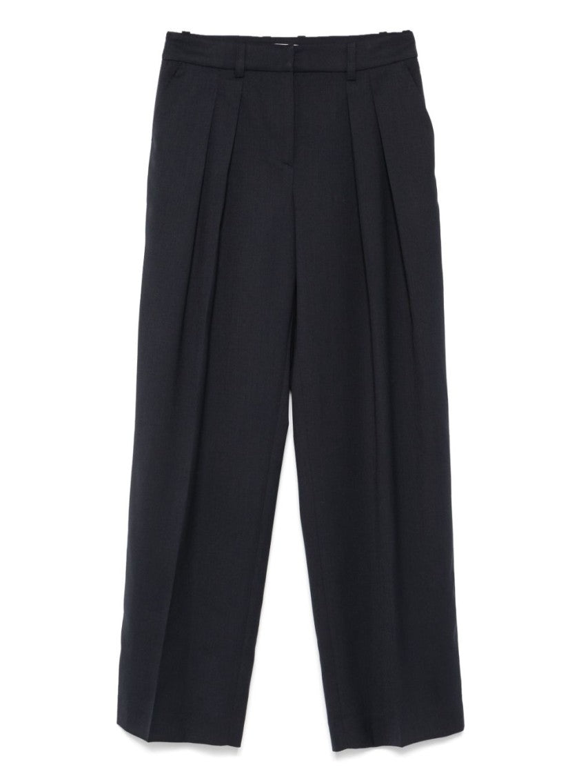 The Frankie Shop Daytona Pants In Navy Virgin Wool Blend