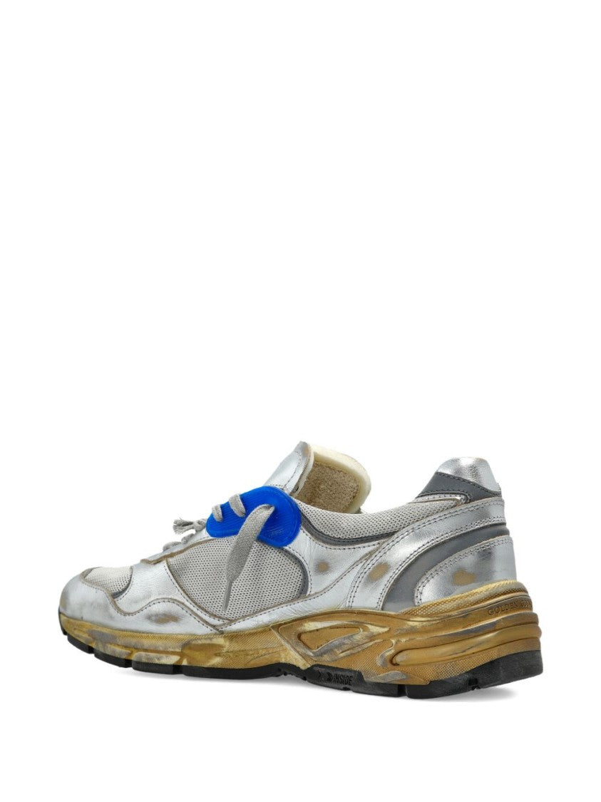 Golden Goose Distressed Metallic Silver Vintage Sneakers