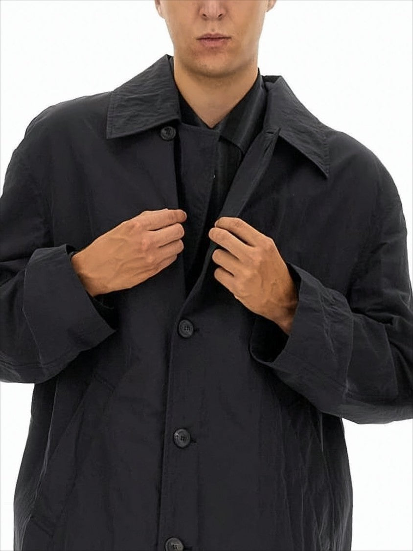 Our Legacy Black Long Coat With Classic Collar