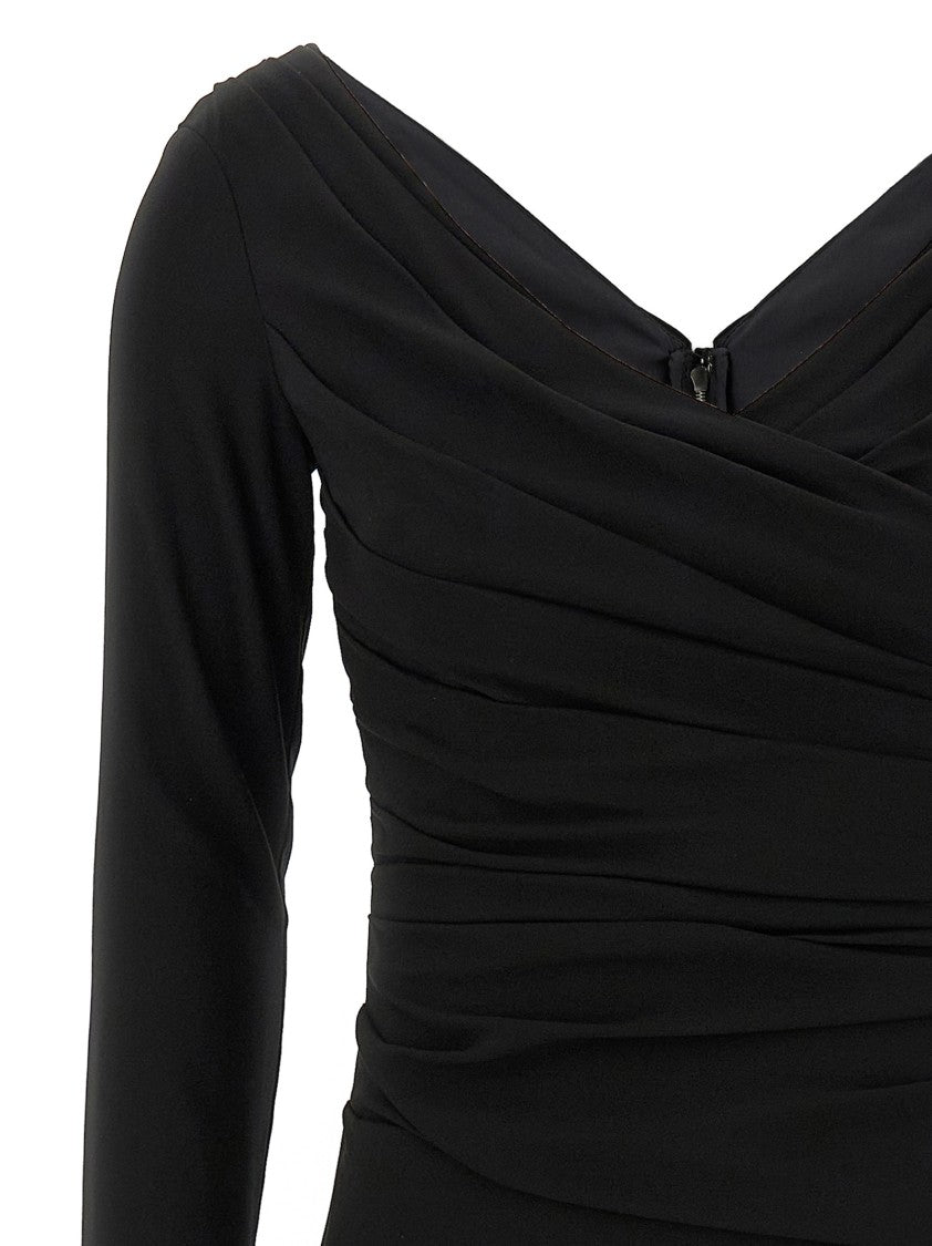 Dolce & Gabbana Draped Midi Dress With V-Neckline