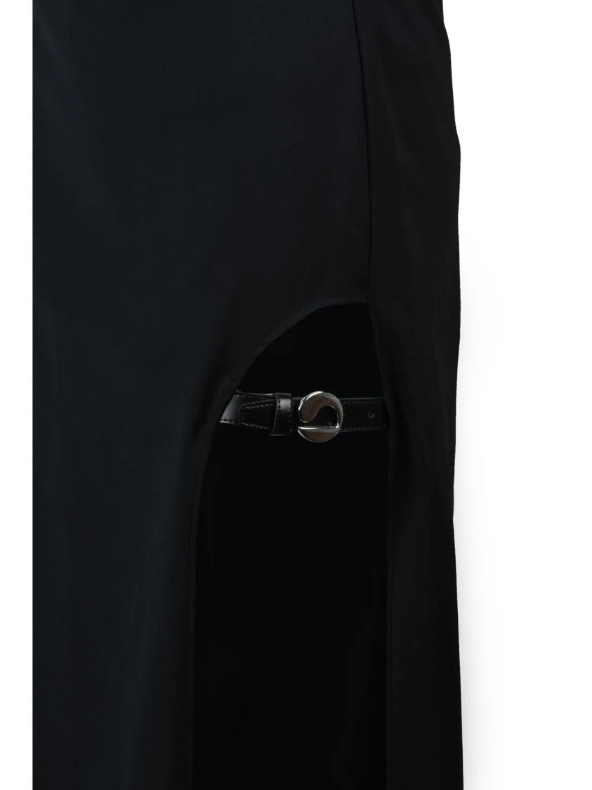 Coperni Form-Fitting Maxi Dress With Side Slit And Leather Detail
