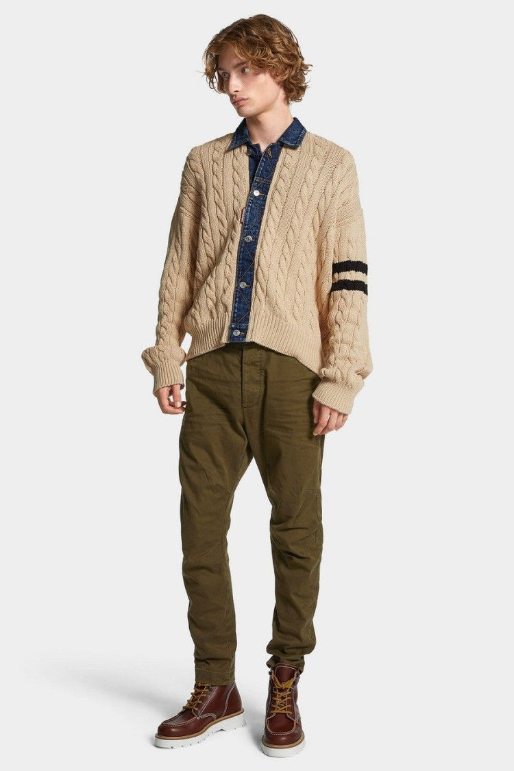 Dsquared2 Olive Green Cotton Tapered Chino Trousers