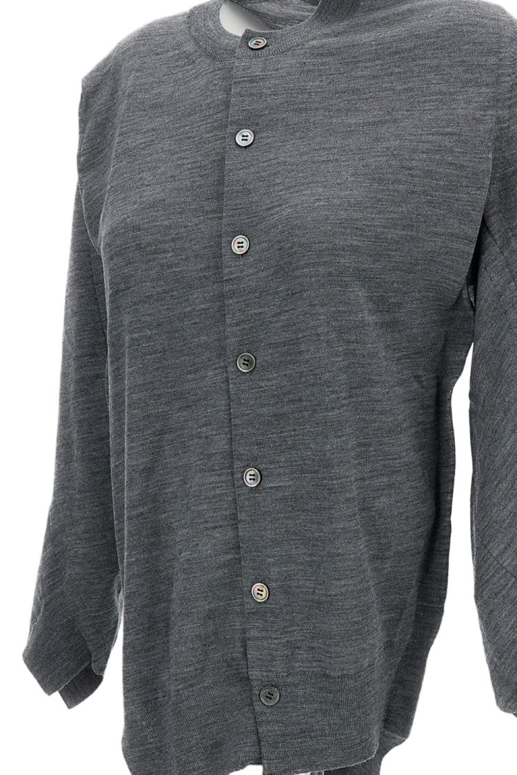 Junya Watanabe Grey Fine Wool Round Neck Cardigan