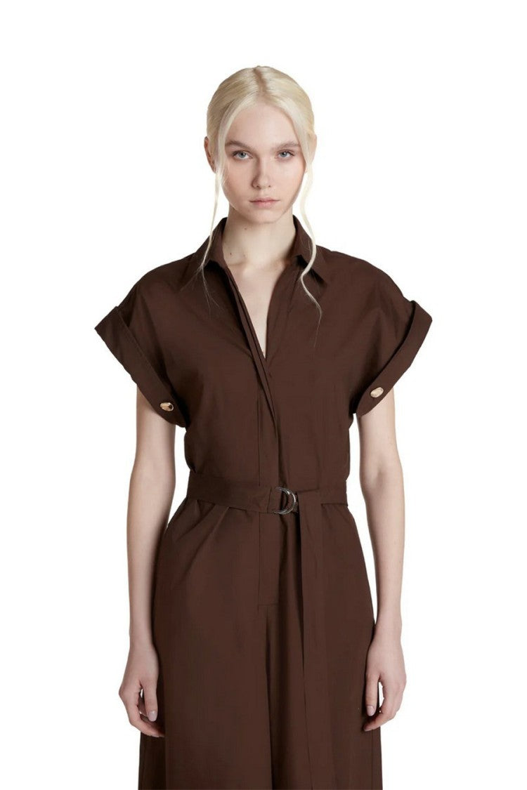 Simona Corsellini Brown Crepe Midi Dress