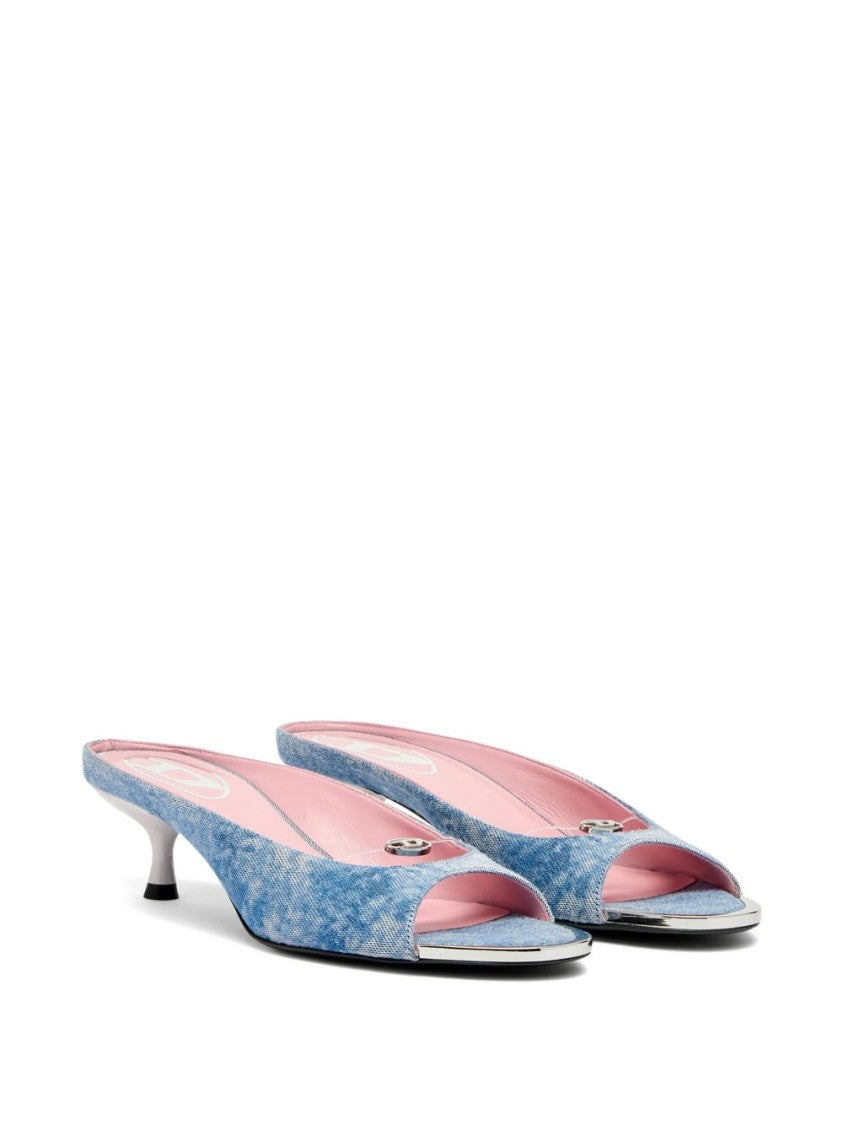 Diesel Denim Blue Silk And Nylon Sandals