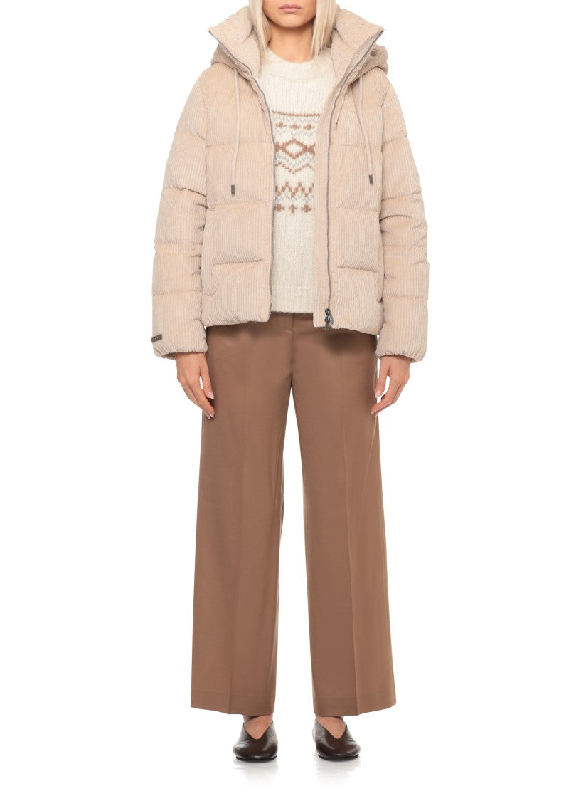 Peserico Beige Hooded Quilted Cotton-Blend Down Jacket
