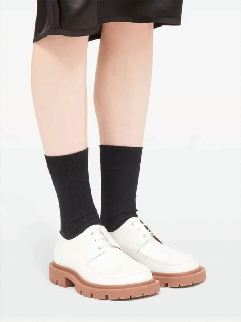 Maison Margiela Sleek White Leather Lace-Up Shoes With Chunky Sole