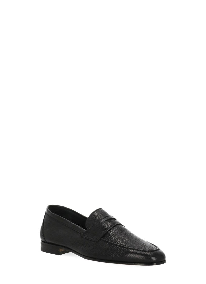 Berwick 1707 Black Pebbled Leather Mask Loafers