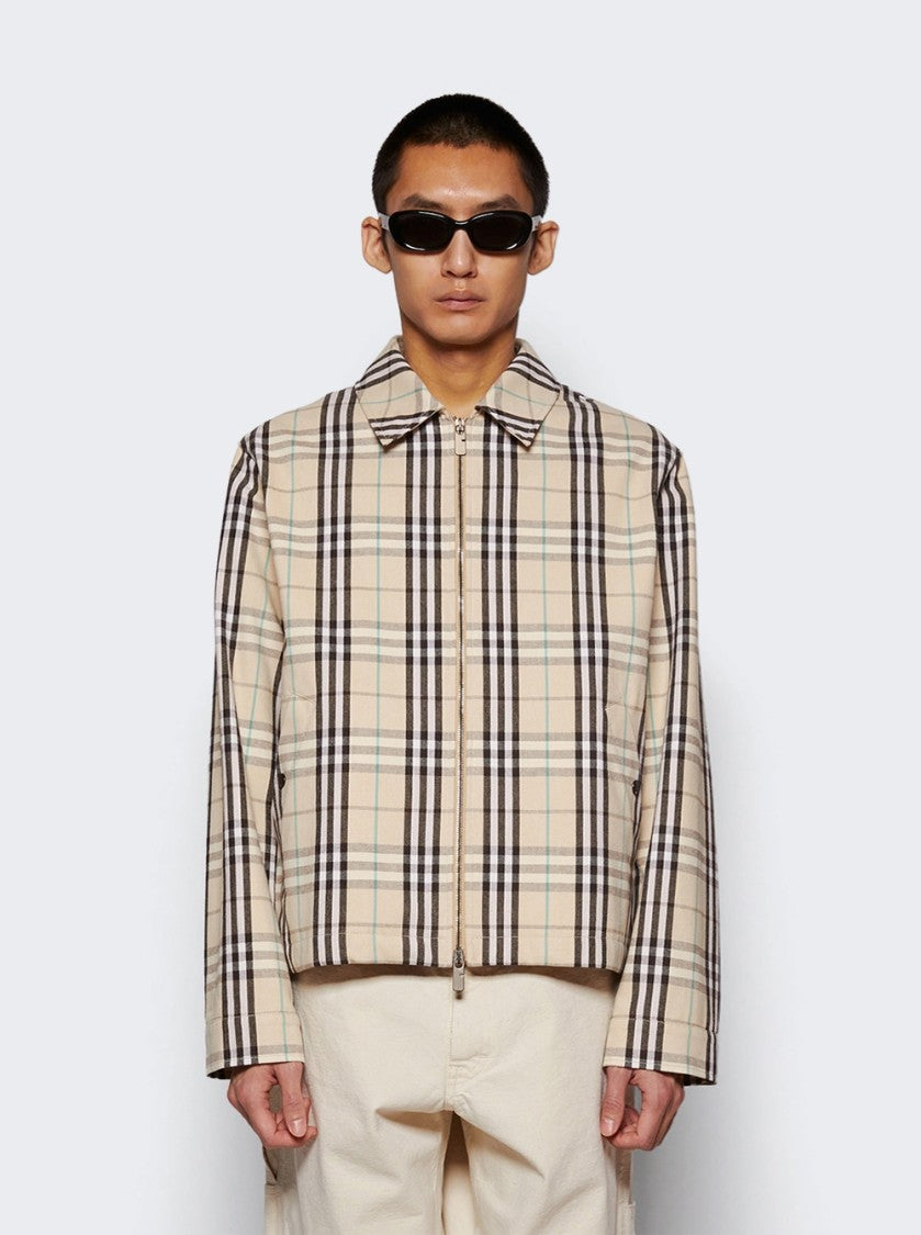 Burberry Check Cotton Harrington Jacket Husk