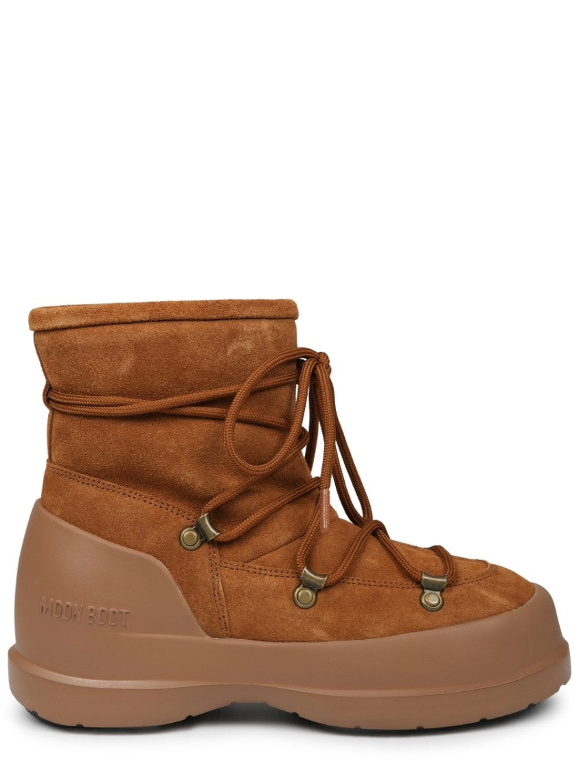 Moon Boot Mid-Height Brown Suede Boots With Rugged Sole