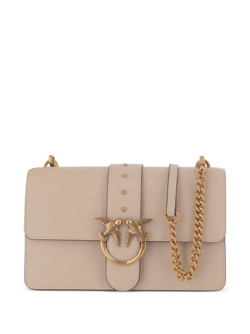 Pinko Black Structured Rectangular Gold Bird Bag