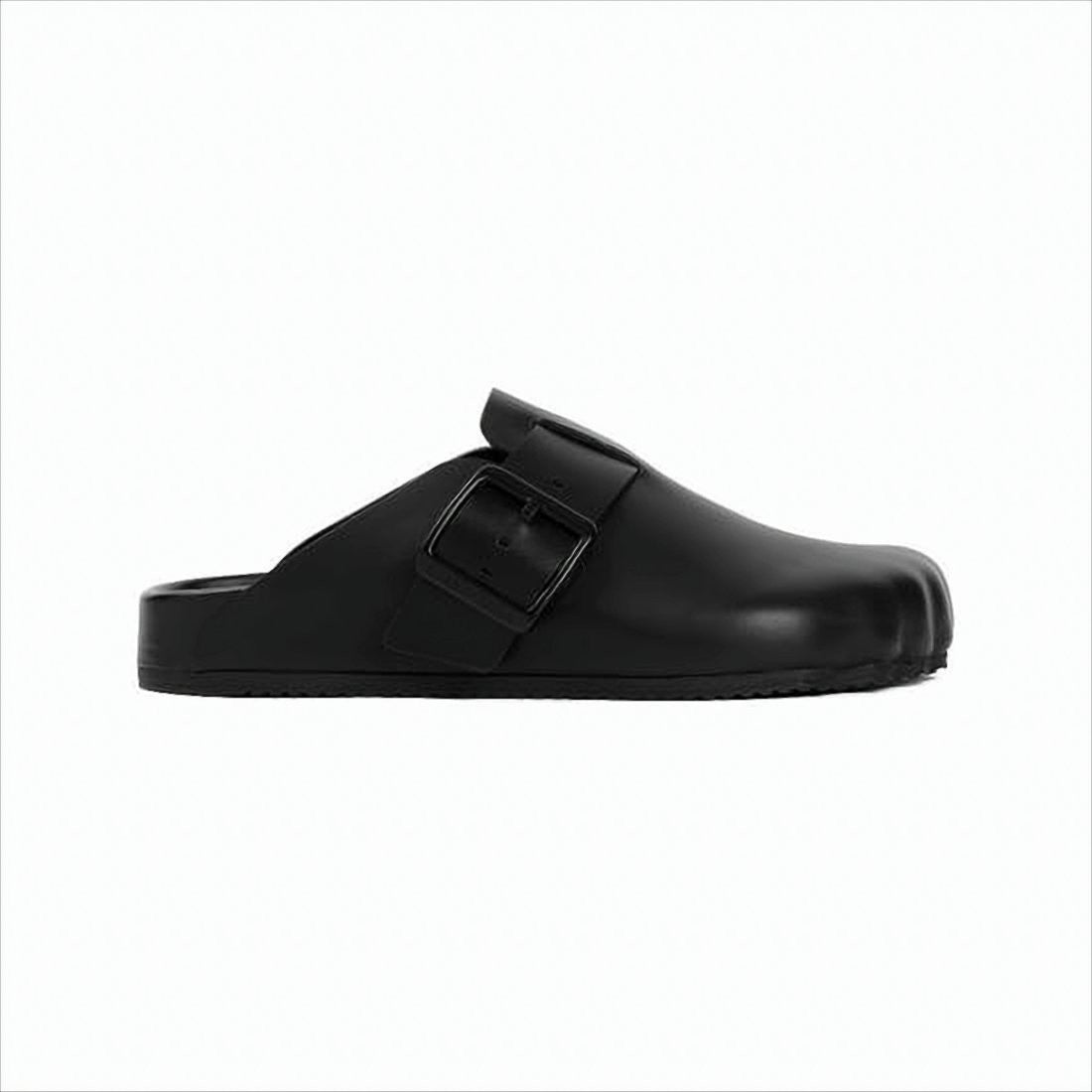 Balenciaga Black Calf Leather Mule With Statement Buckle