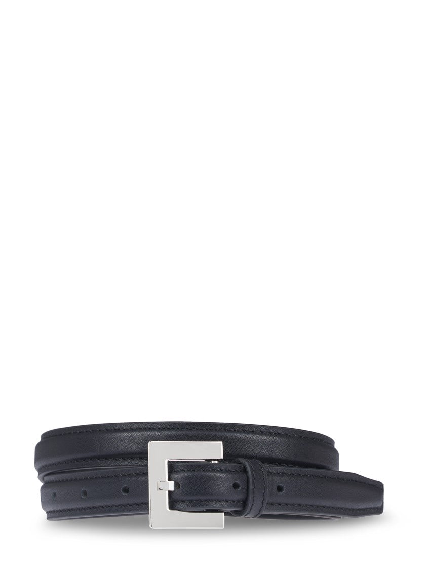 Anine Bing Narrow Black Cow Hair Leather Belt