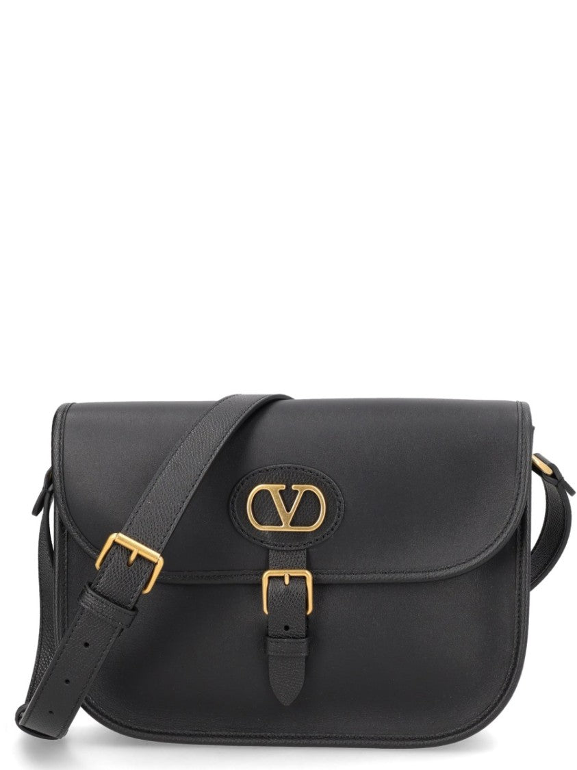 Valentino Garavani Rectangular Leather Shoulder Bag With Gold-Tone Accents