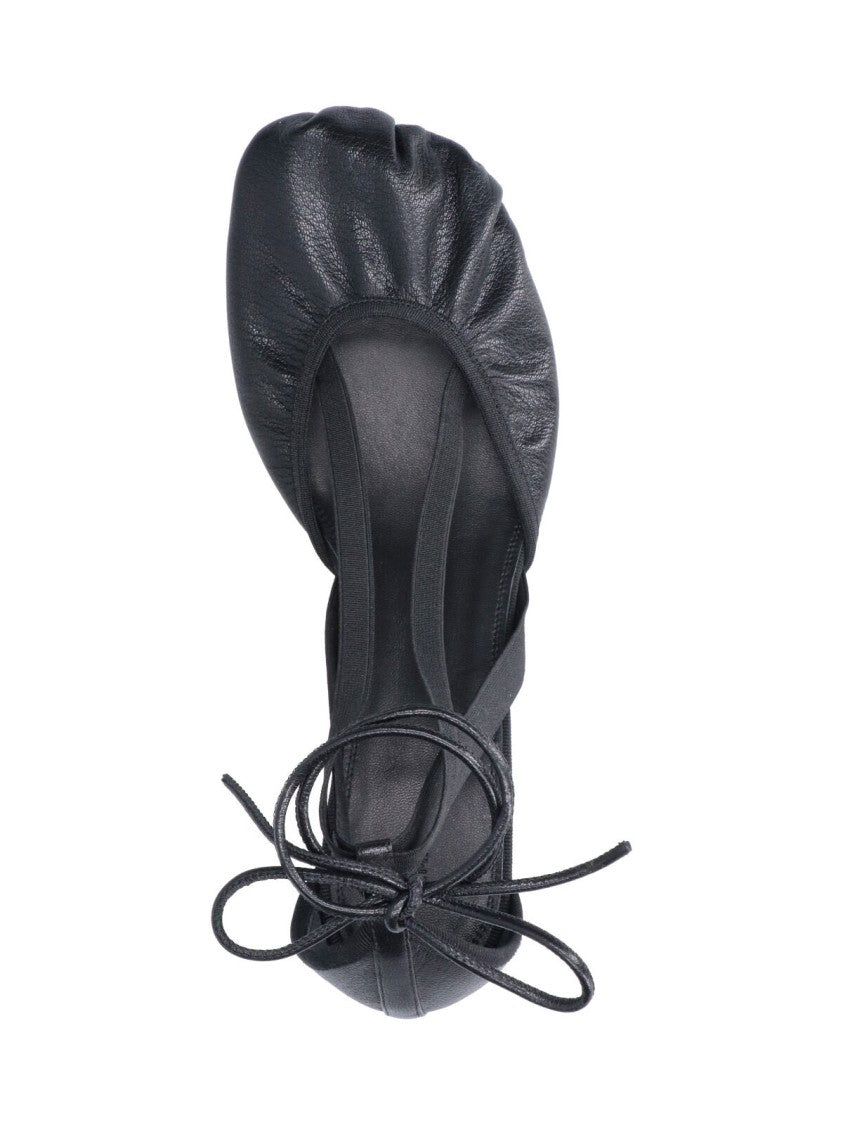 Lemaire Black Pedille Ruched Toe Leather Pumps