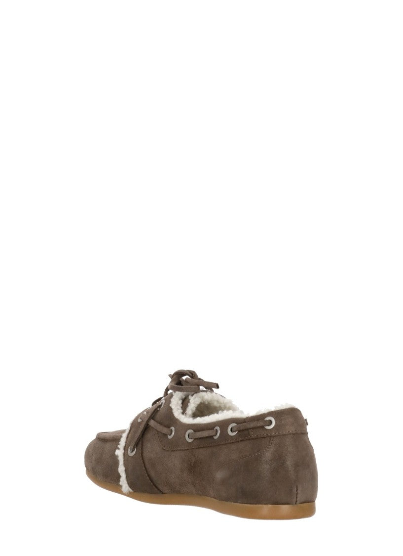 Peserico Brown Fur Suede Loafers