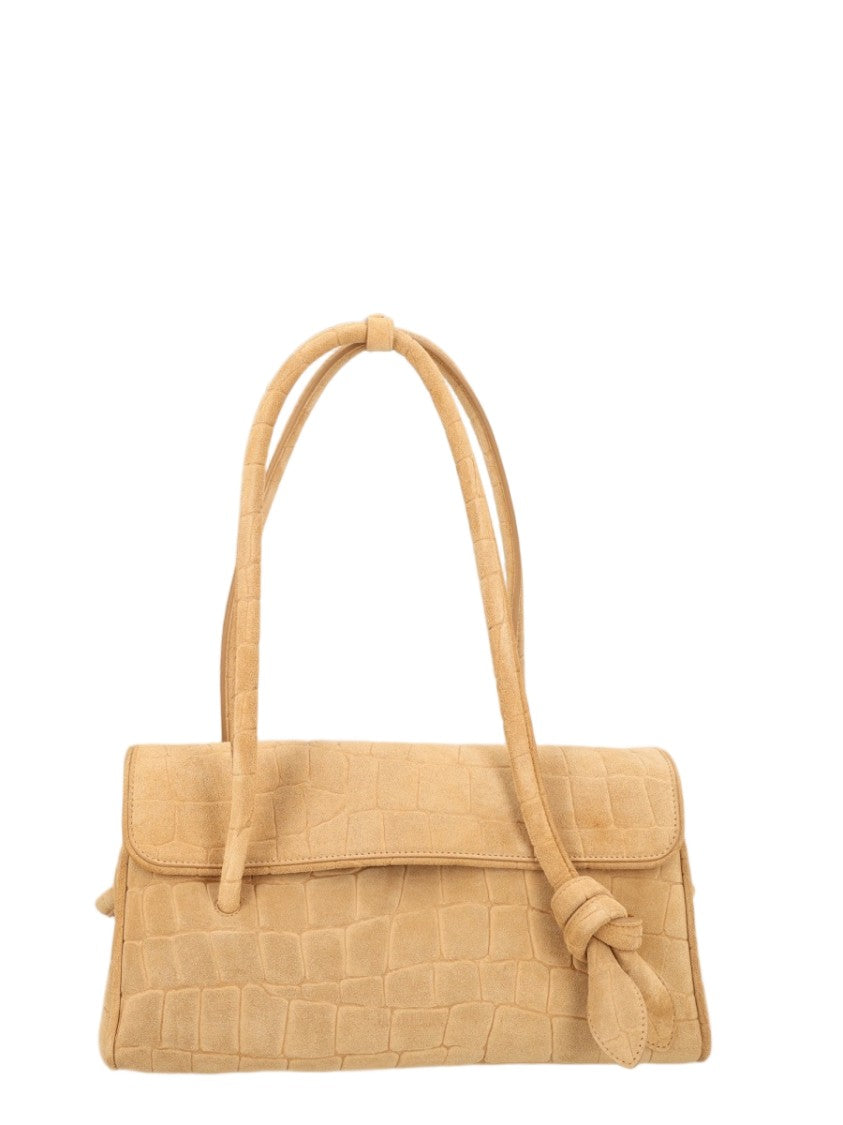 Jacquemus Beige Crocodile-Embossed Knot Shoulder Bag