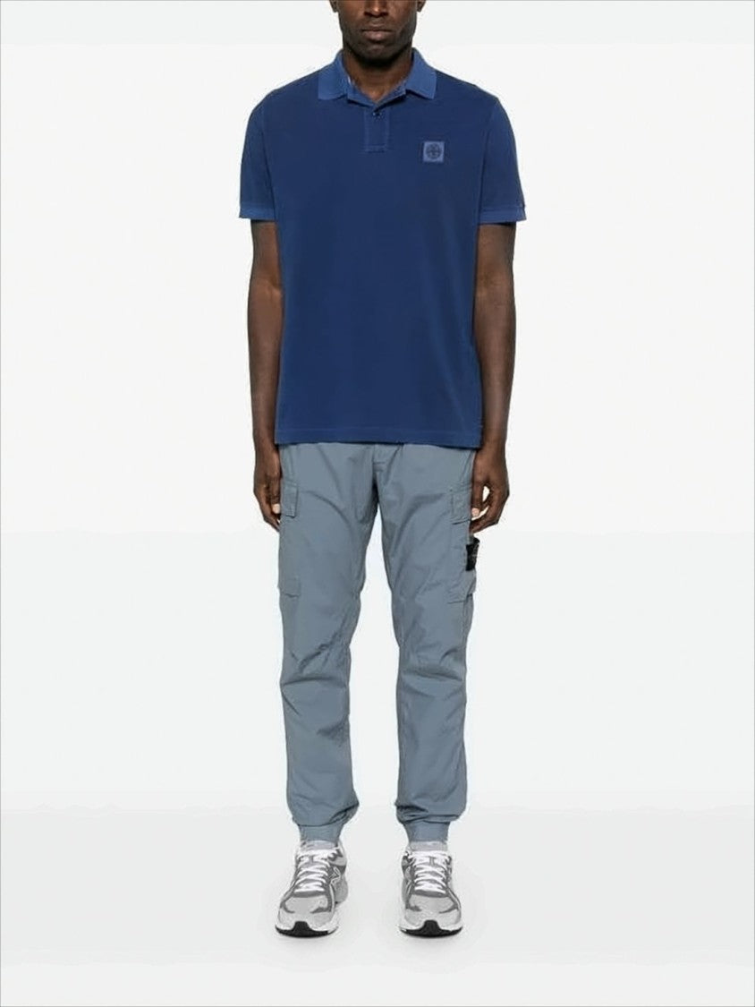 Stone Island Short-Sleeve Polo Shirt With Matching Collar And Embroidered Logo