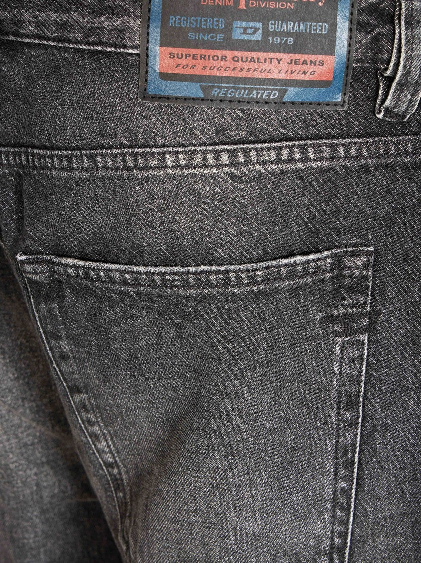 Diesel Distressed Black Straight-Leg Jeans