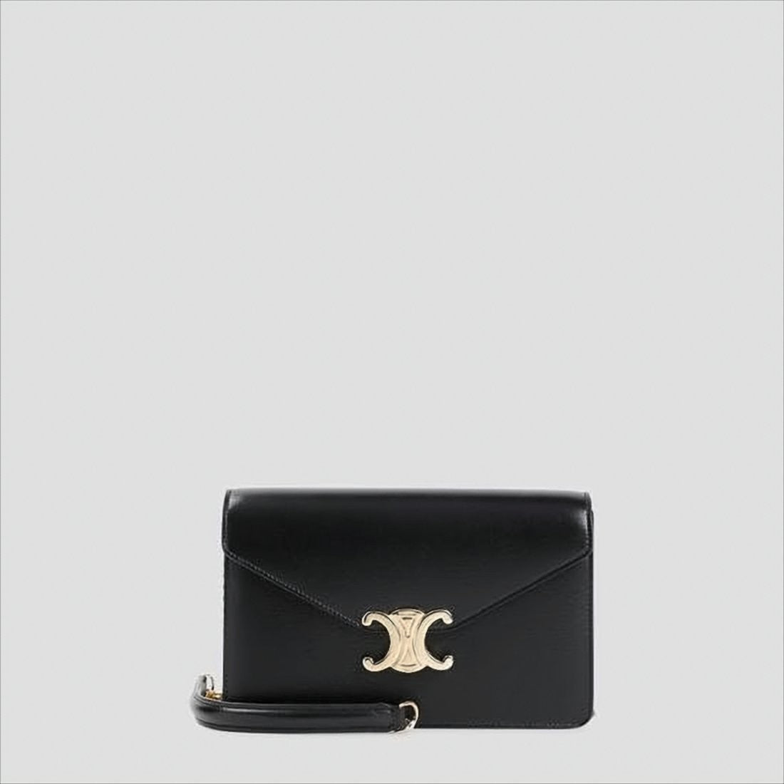 Celine Rectangular Calf Leather Shoulder Bag With Gold-Tone Clasp