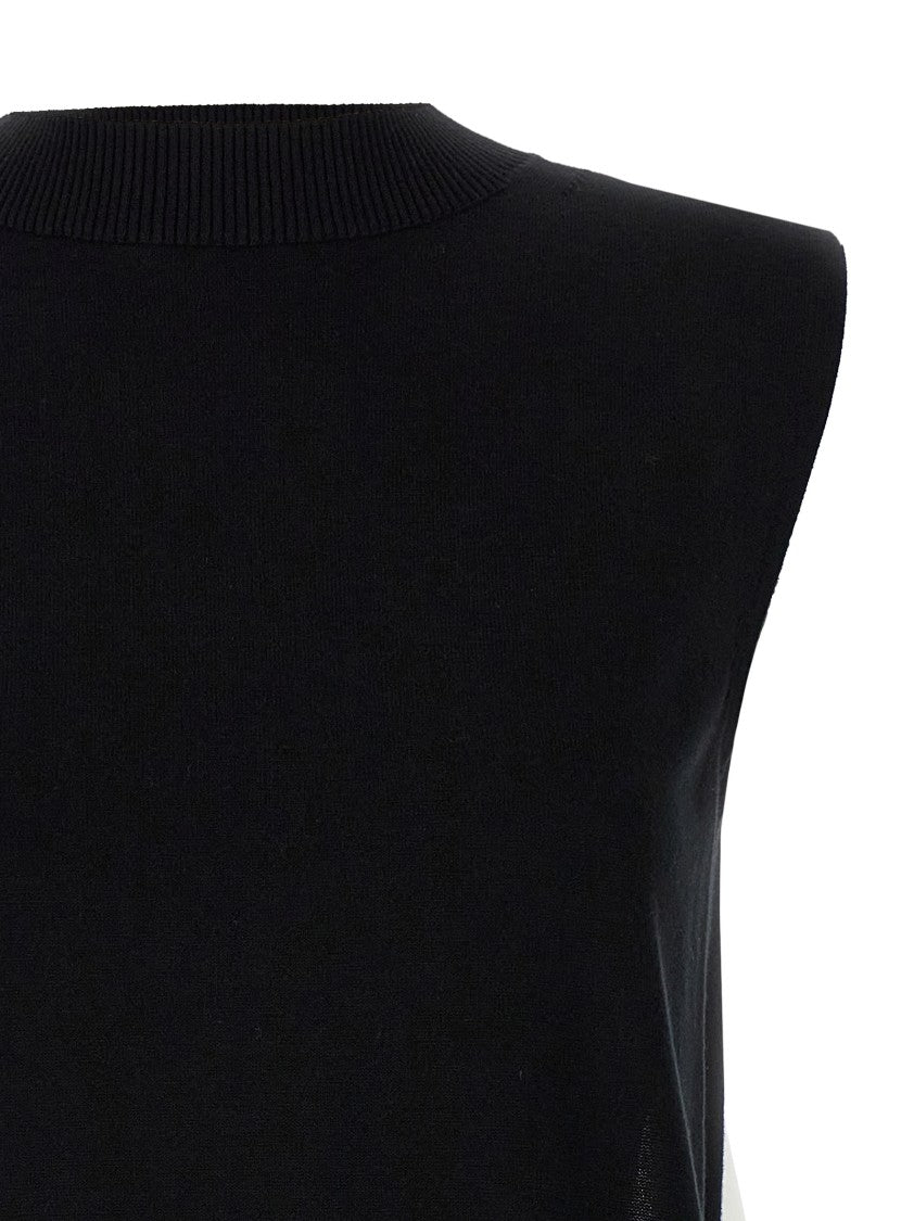 Sacai Asymmetrical Knit And Cotton Poplin Patchwork Vest