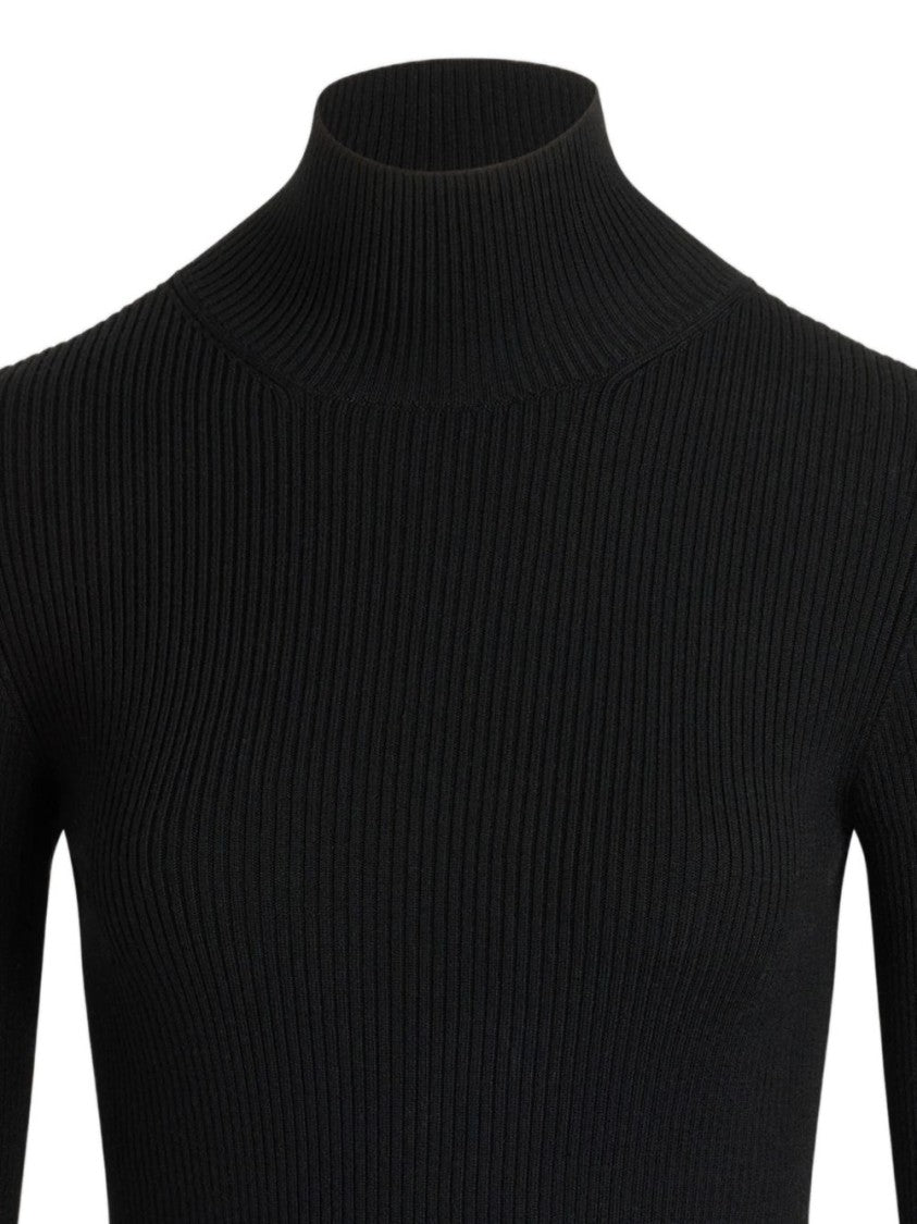 Patou Fitted Ribbed High Mock Neck Sweater