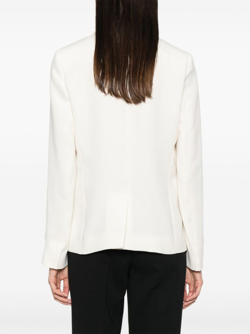 Twin-Set Tailored White Jacket With Decorative Closure