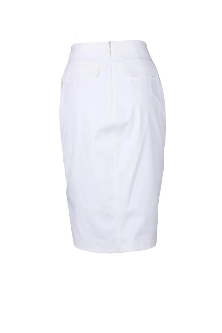Elisabetta Franchi White Slit Midi Skirt