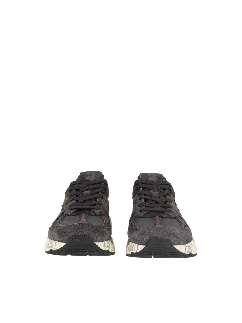 Premiata Taupe Mase25 Textured Leather Suede Sneakers