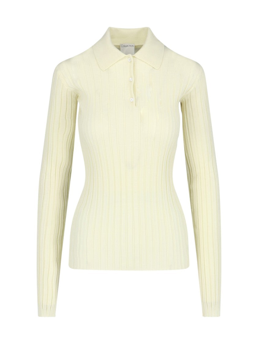 Calvin Klein Ribbed Knit Sweater With Classic Collar