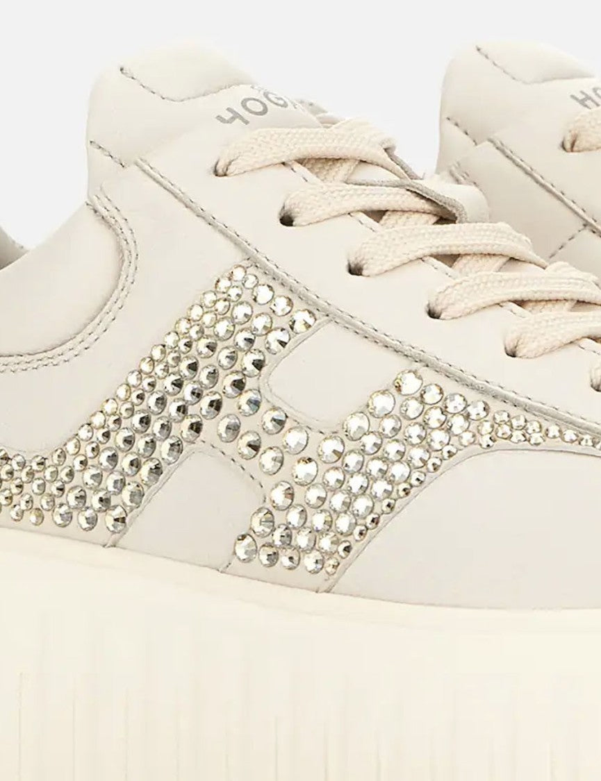 Hogan H-Stripes H Strass Sneakers With Crystal Embellishments