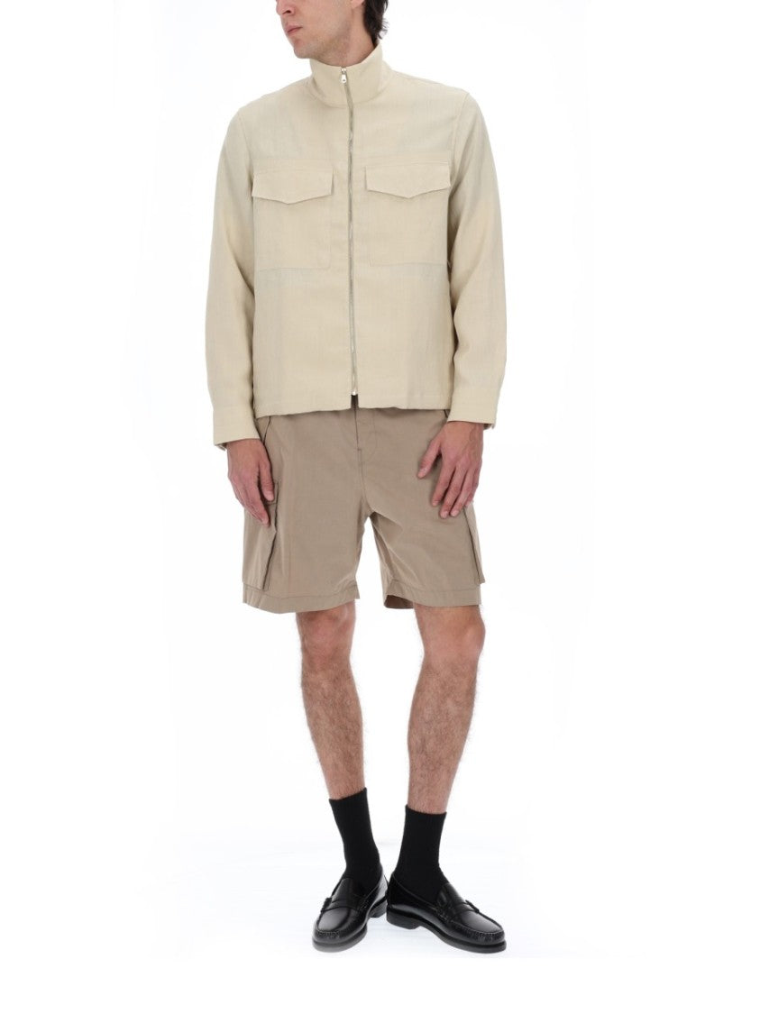 Paul Smith Beige Linen High Collar Overshirt