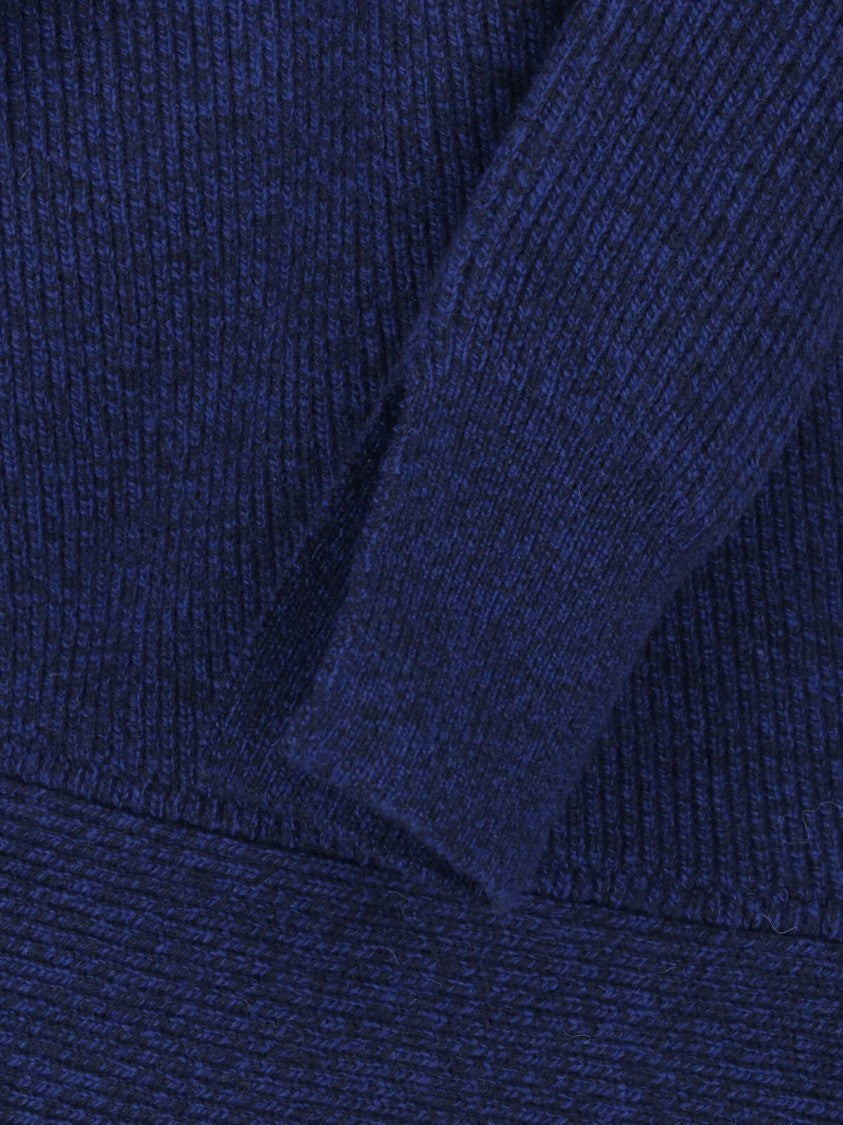 Givenchy Knit Blue Mini Dress With Wide Collar And Asymmetrical Hem