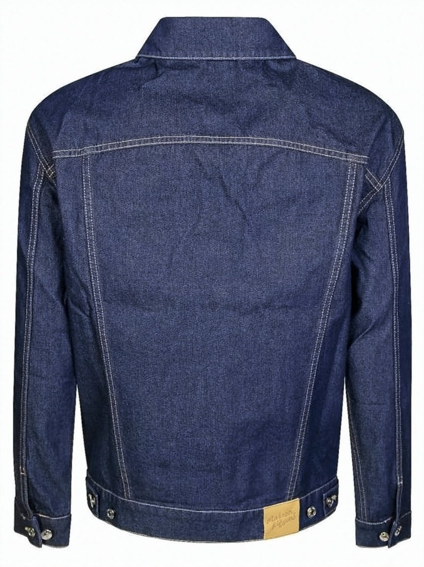 Maison Kitsuné Classic Denim Jacket With Structured Silhouette And Embroidered Detail