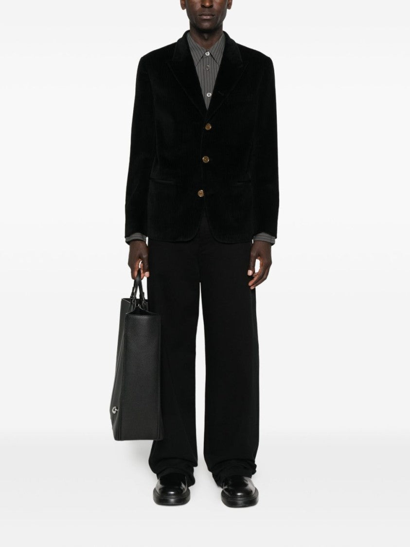 Dolce & Gabbana Black Corduroy Jacket With Tailored Fit