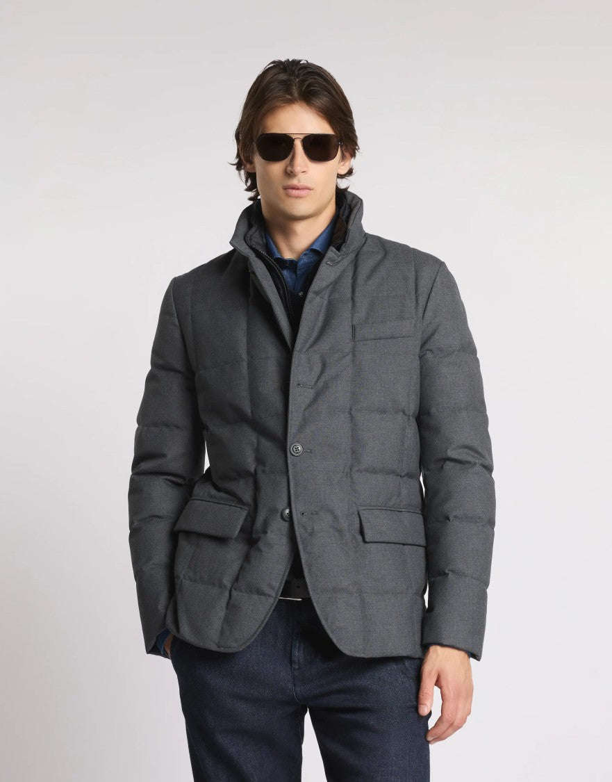 Fay Quilted Down Jacket With Button Closure