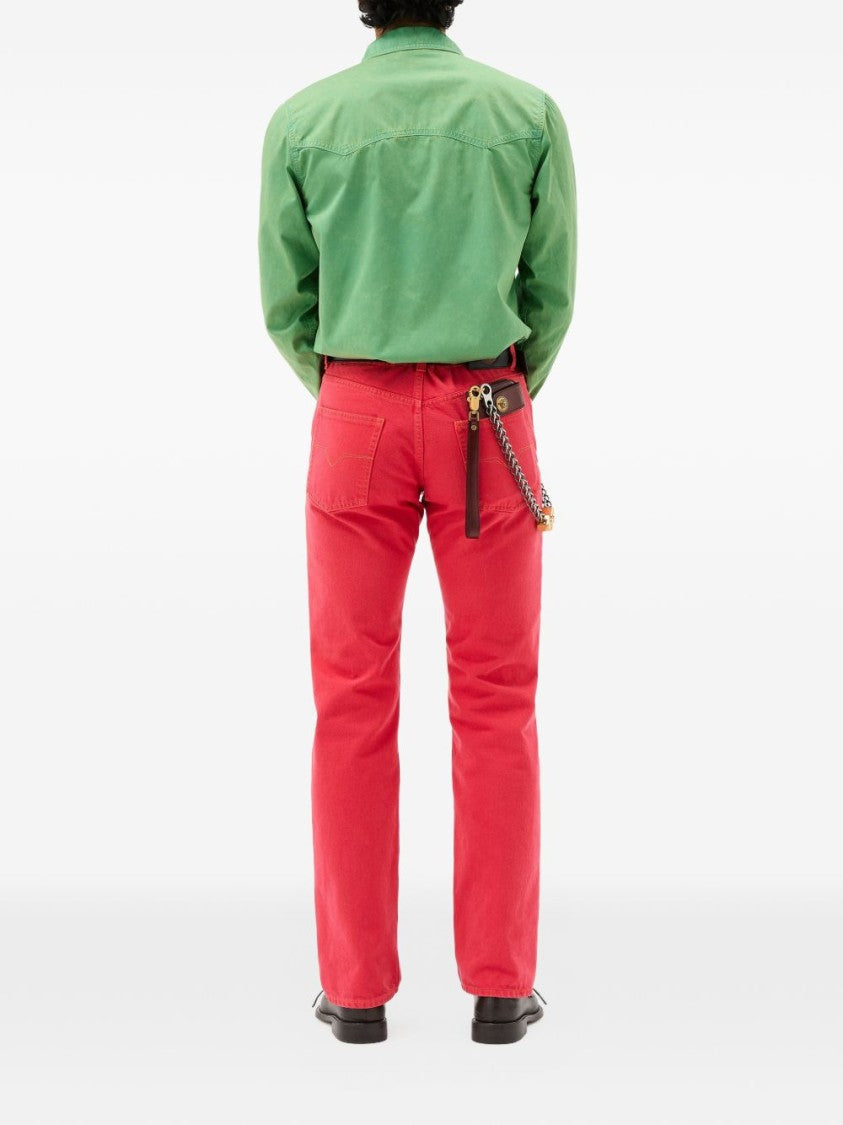 Versace Red Cotton Denim Medusa Jeans