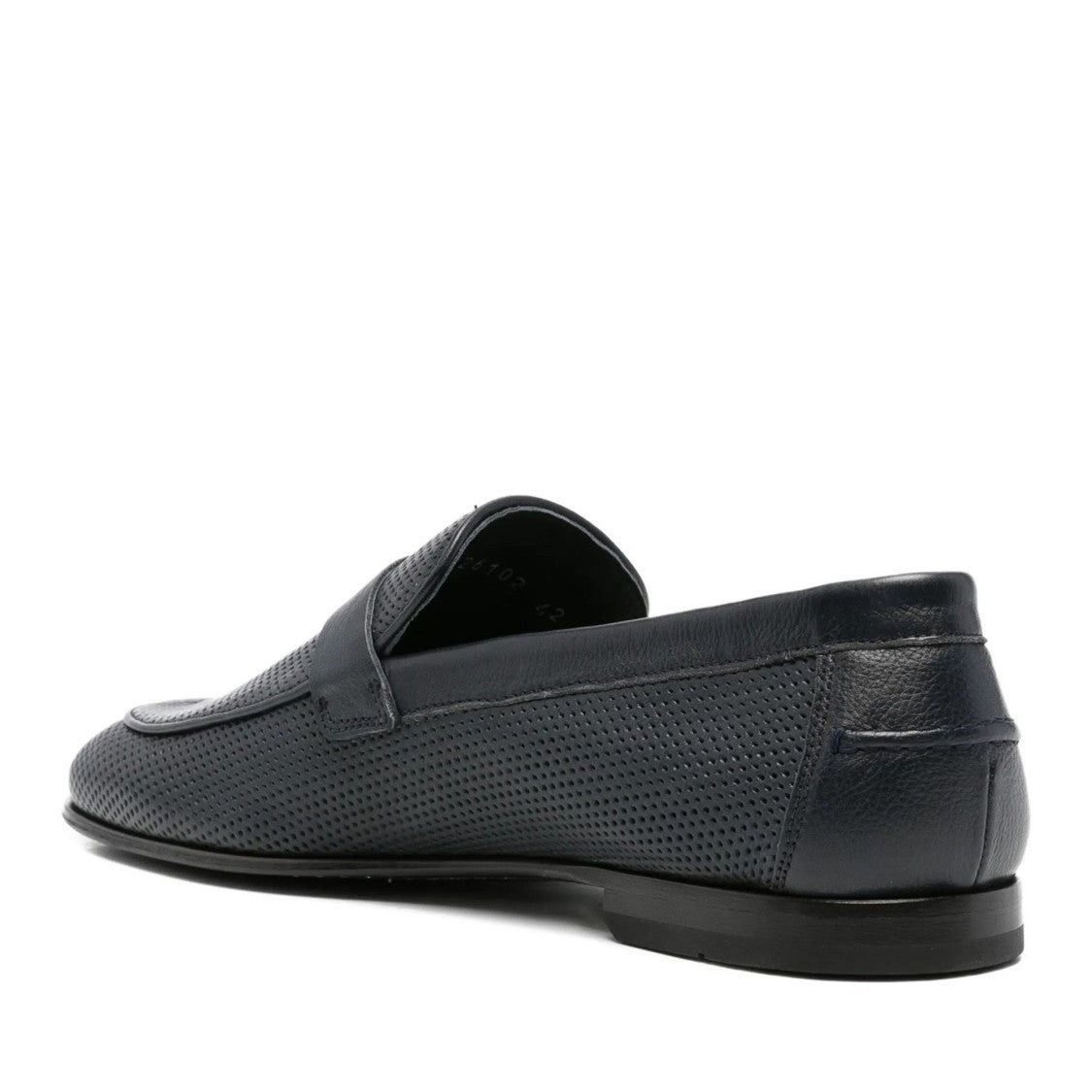 John Harrison Blue Perforated Leather Buckle Loafers