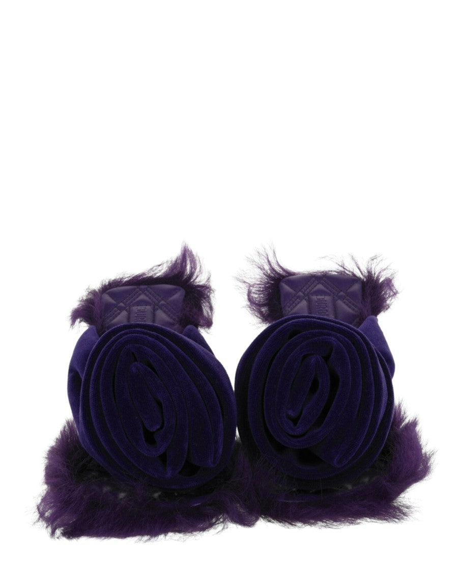 Burberry Step Rose Velvet Heeled Sandals