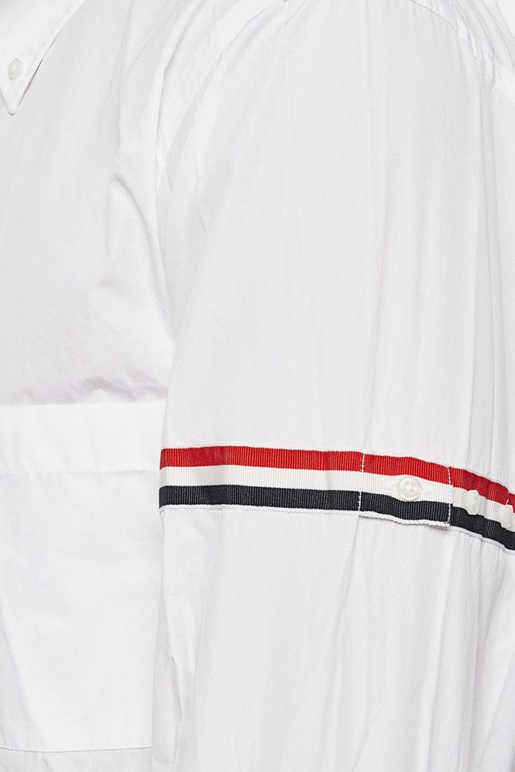 Thom Browne White Cotton Signature-Stripe Button-Down Shirt